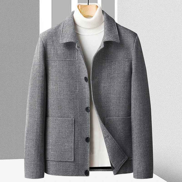 Men's Herringbone Jacket - Stylish and Versatile Outerwear Gray