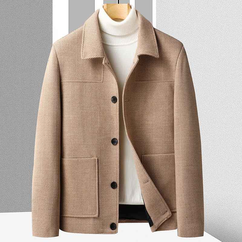 Men's Herringbone Jacket - Stylish and Versatile Outerwear Brown