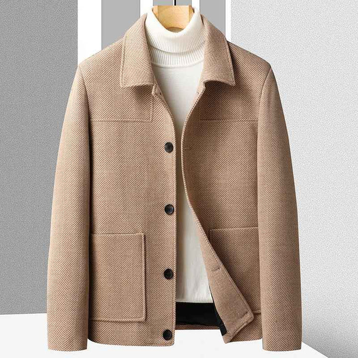 Men's Herringbone Jacket - Stylish and Versatile Outerwear Brown