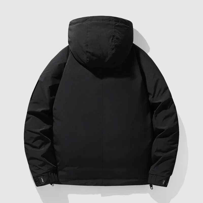 Men's Hip-Length Hooded Puffer Jacket | Detachable Hood & Relaxed Fit