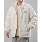 Men's Ribbed Corduroy Quilted Lined Zip Up Winter Jacket