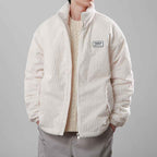 Men's Ribbed Corduroy Quilted Lined Zip Up Winter Jacket