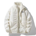 Men's Ribbed Corduroy Quilted Lined Zip Up Winter Jacket Beige