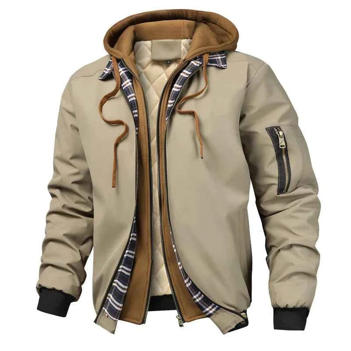Men's Hooded Bomber Jacket Khaki