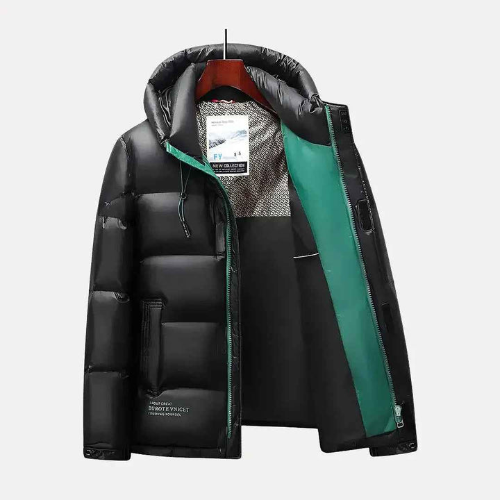 Men's Hooded Down Winter Jacket - Orlando Style Black