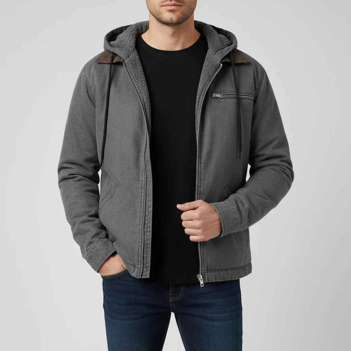 Men's Hooded Full-Zip Jacket Gray