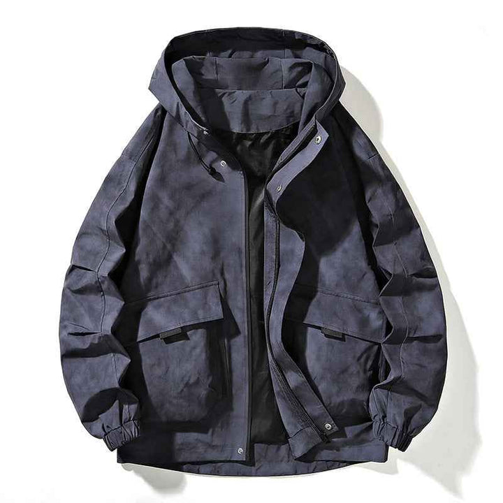 Men's Hooded Jacket - Stylish and Versatile Outerwear Black Gray