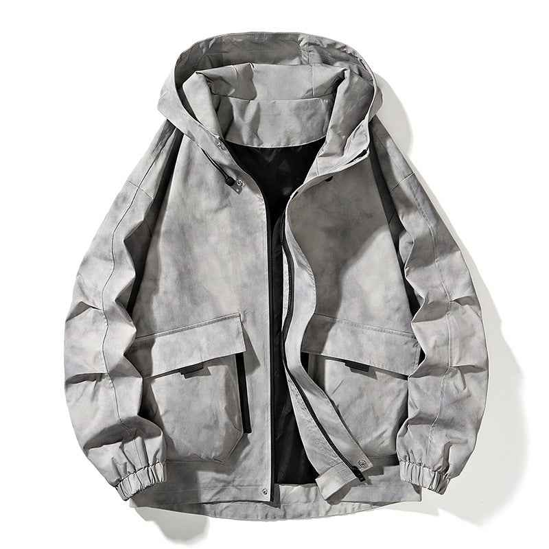Men's Hooded Jacket - Stylish and Versatile Outerwear Beige Gray