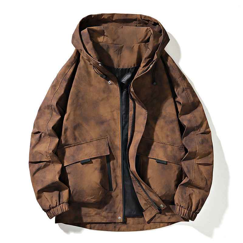 Men's Hooded Jacket - Stylish and Versatile Outerwear Black Brown