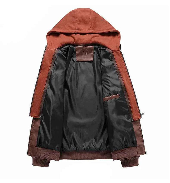 Men's Hooded Leather Jacket