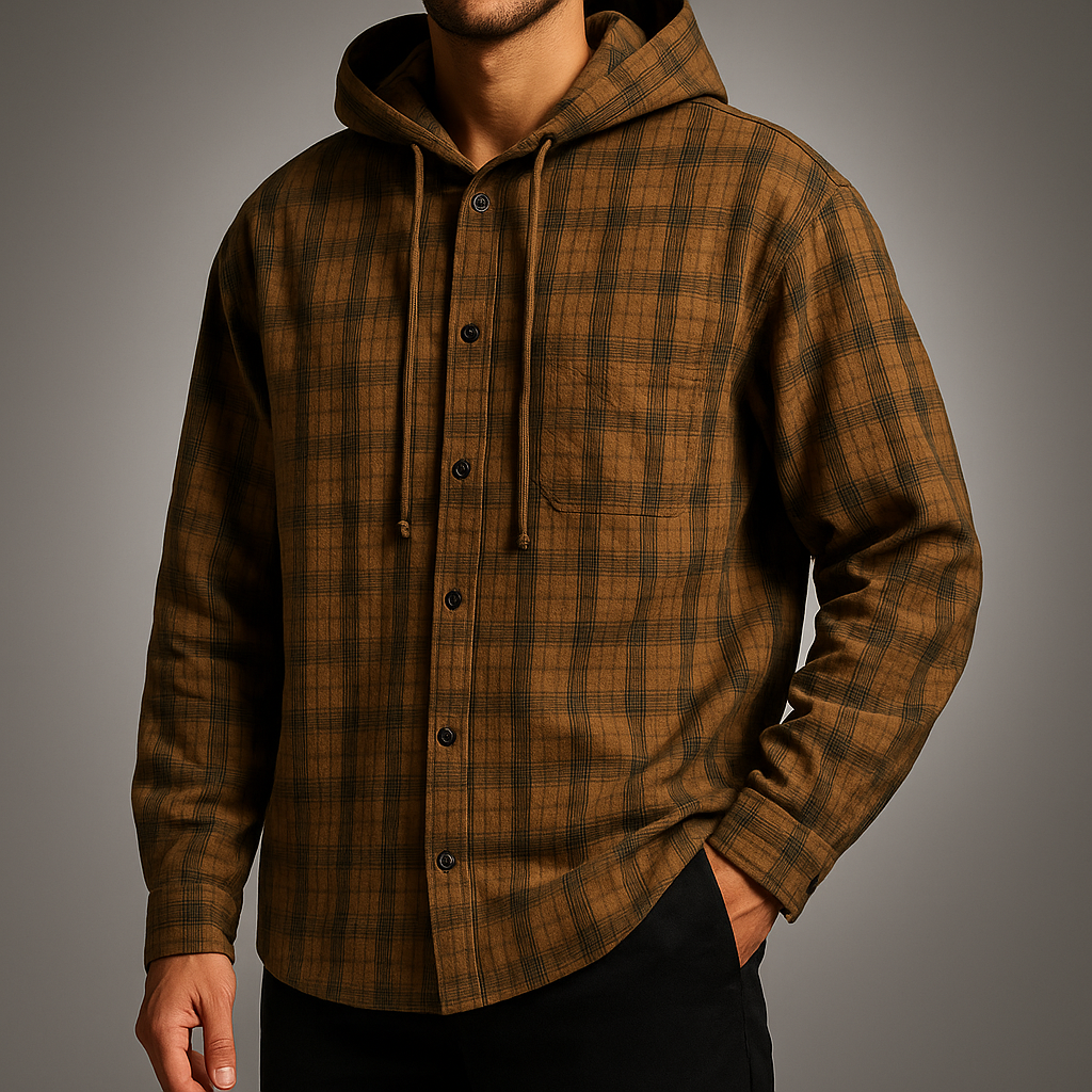 Men's Hooded Plaid Shirt - Stylish and Comfortable