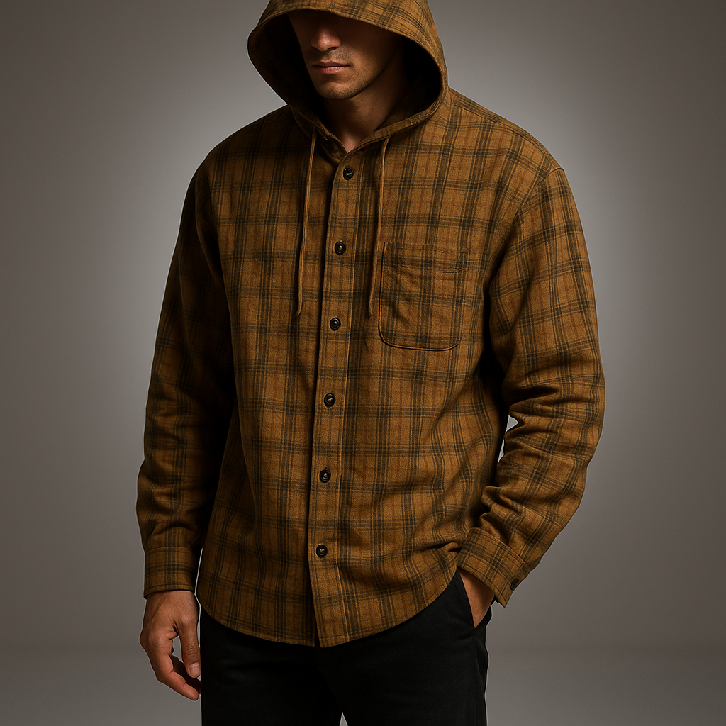 Men's Hooded Plaid Shirt - Stylish and Comfortable