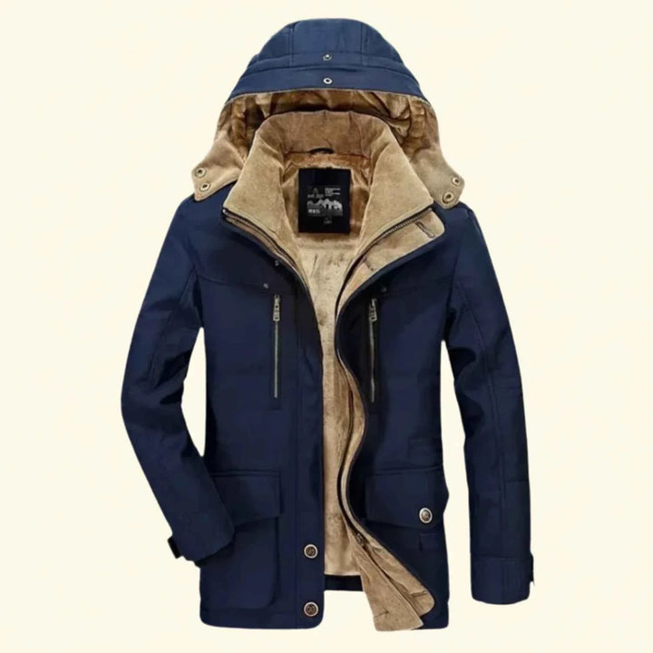 Men's Hooded Utility Winter Jacket Blue