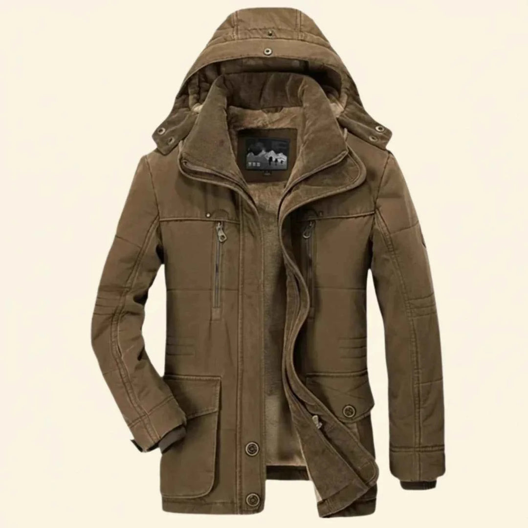 Men's Hooded Utility Winter Jacket Brown