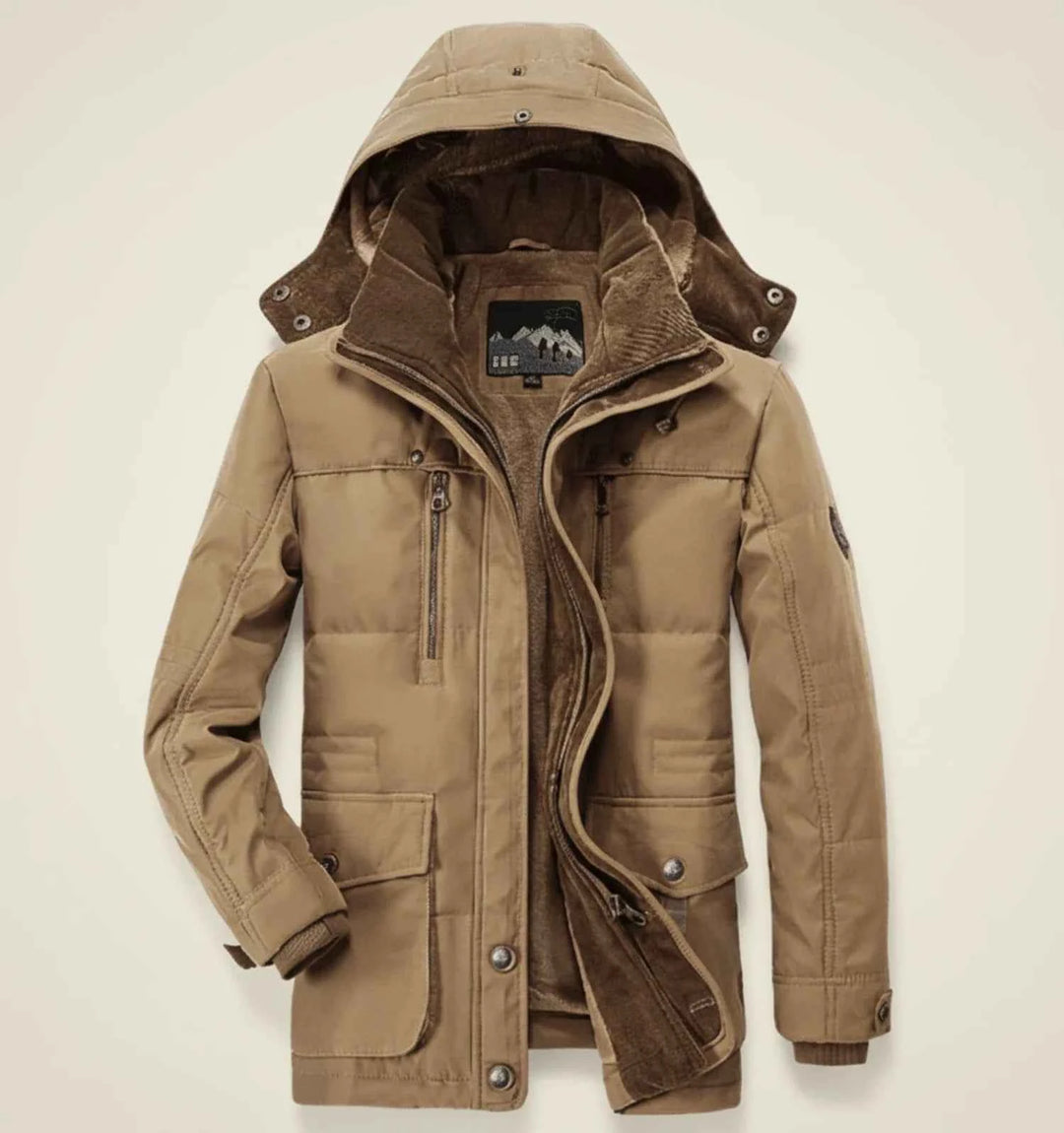Men's Hooded Utility Winter Jacket Khaki
