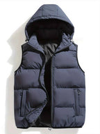 Men's Insulated Water Resistant Removable Hood Puffer Vest Blue