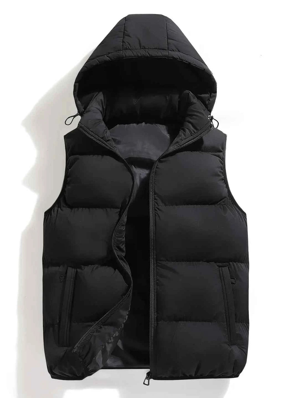 Men's Insulated Water Resistant Removable Hood Puffer Vest Black