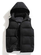 Men's Insulated Water Resistant Removable Hood Puffer Vest Black