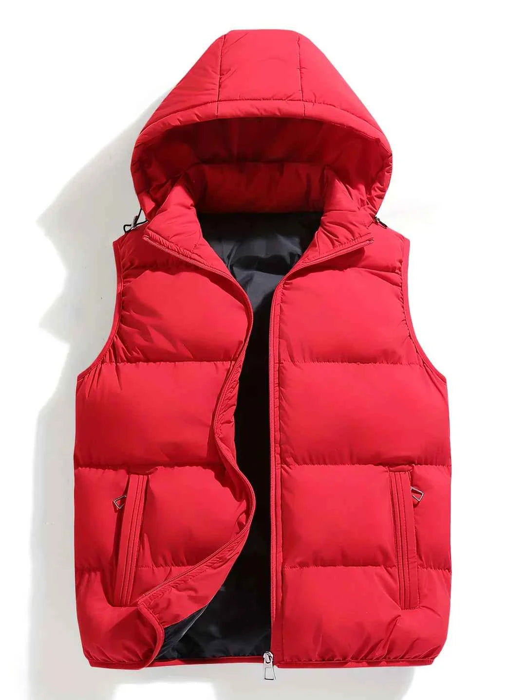 Men's Hooded Vest - Stylish Harbor Down Design Red