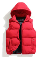 Men's Insulated Water Resistant Removable Hood Puffer Vest Red