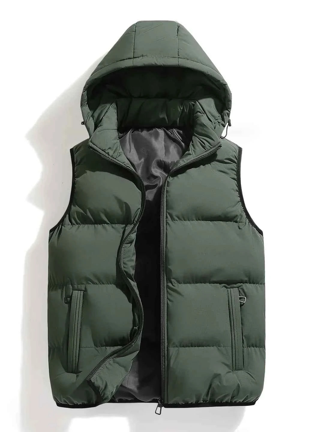 Men's Hooded Vest - Stylish Harbor Down Design Green