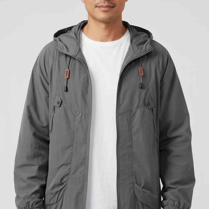 Men's Hooded Windbreaker Jacket Gray