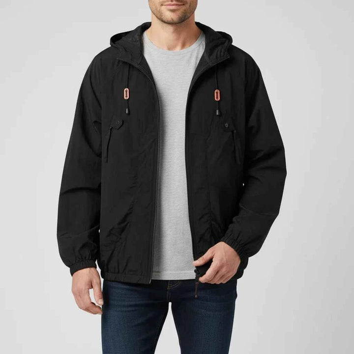 Men's Hooded Windbreaker Jacket Black