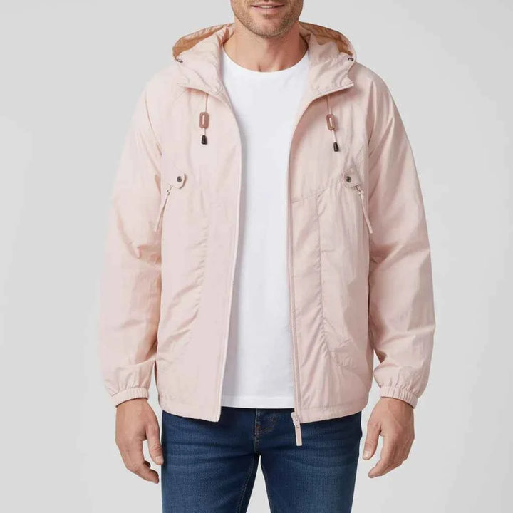 Men's Hooded Windbreaker Jacket Pink