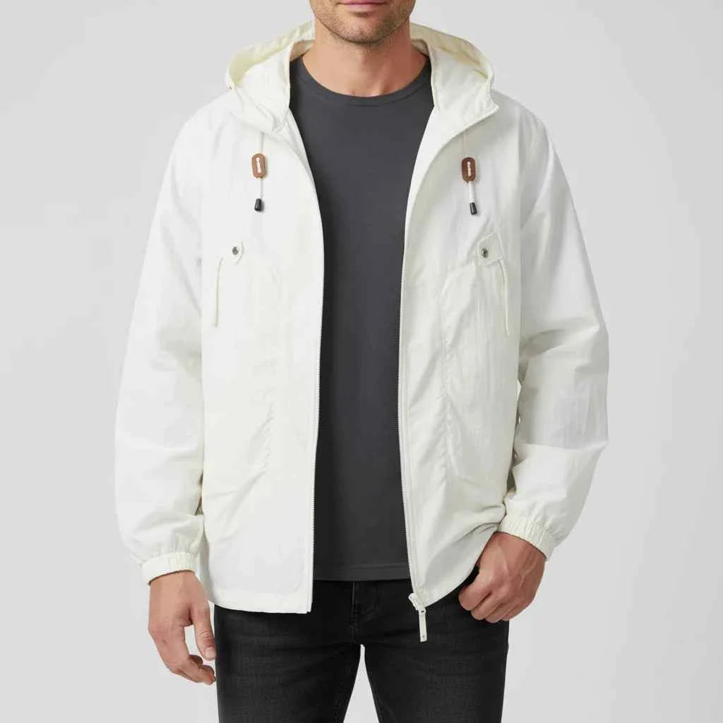 Men's Hooded Windbreaker Jacket White