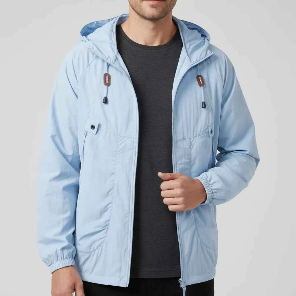 Men's Hooded Windbreaker Jacket Blue