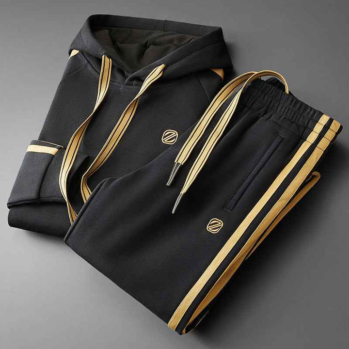 Men's Hoodie Tracksuit Set - Stylish & Comfortable Activewear Deep Black