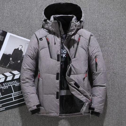Men's Puffer Padded Insulated Jacket Winter Essential Outerwear Grey
