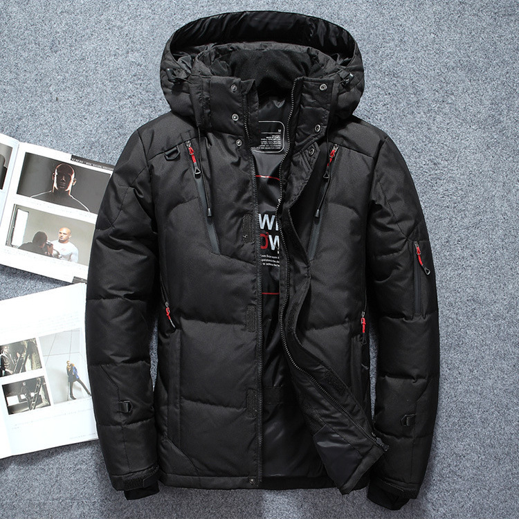 Men's Insulated Puffer Jacket – Regular Fit – Adjustable Hood & Cuffs – Multiple Zipper Pockets Black