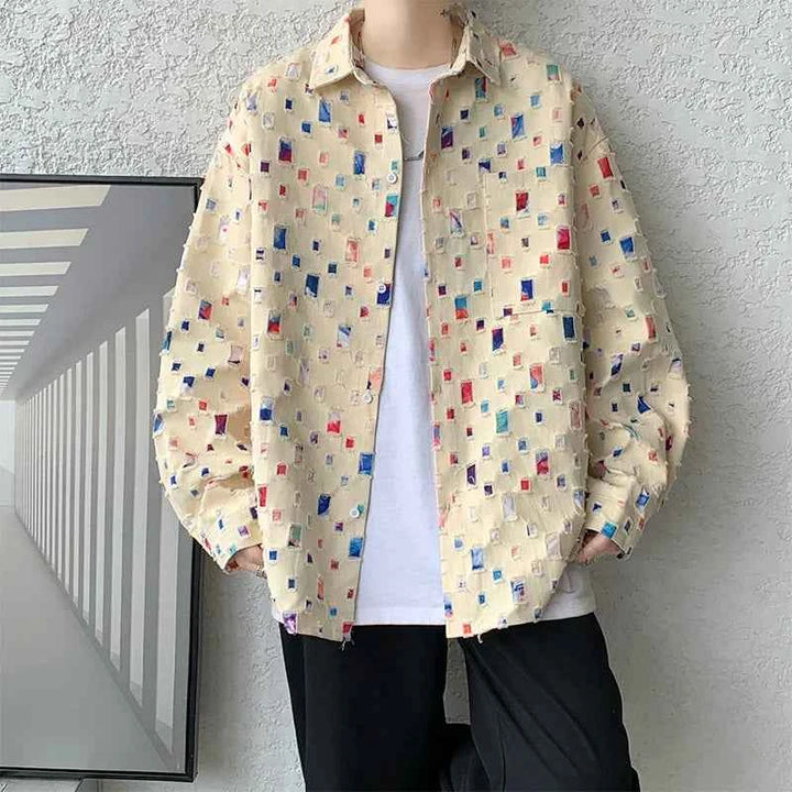 Men's Kaleidoscope Button-Up Shirt Apricot