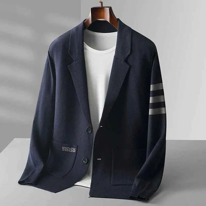 Men's Viscose Blazer Striped Button Closure Gray Winter