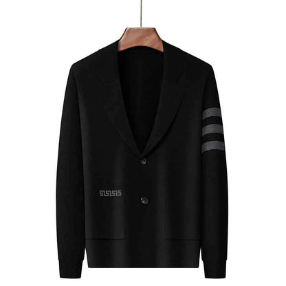 Men's Viscose Blazer Striped Button Closure Gray Winter