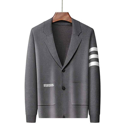 Men's Viscose Blazer Striped Button Closure Gray Winter