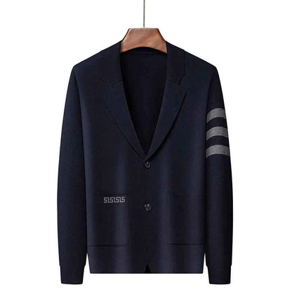 Men's Viscose Blazer Striped Button Closure Gray Winter