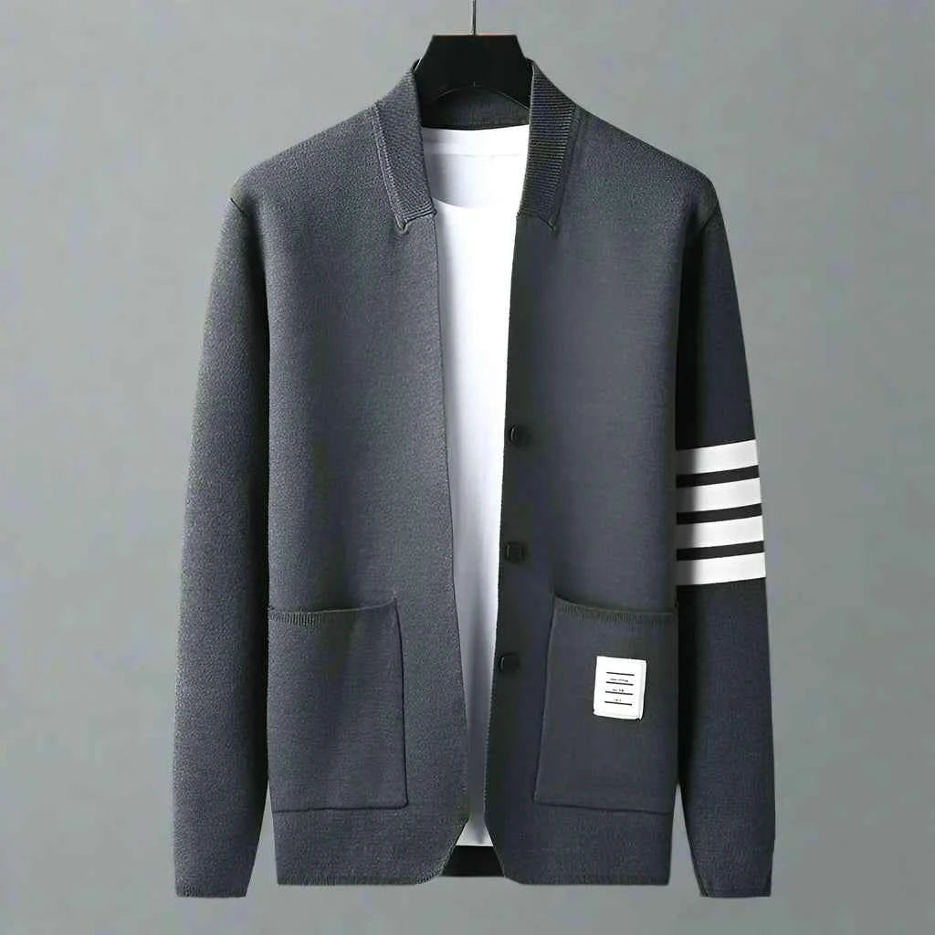 Men's Knit Cardigan - Stylish Milan Design Gray