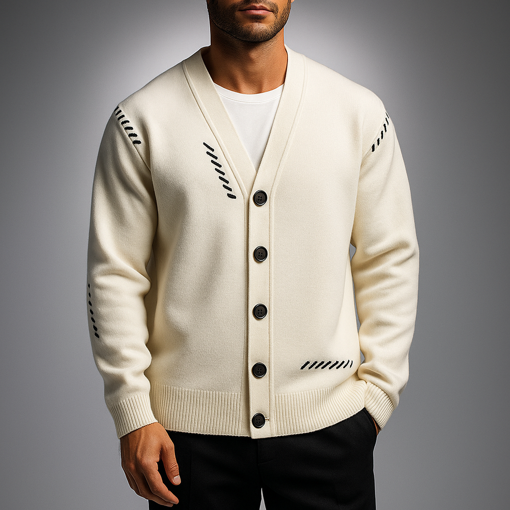 Men's Knit Cardigan - Stylish and Comfortable White