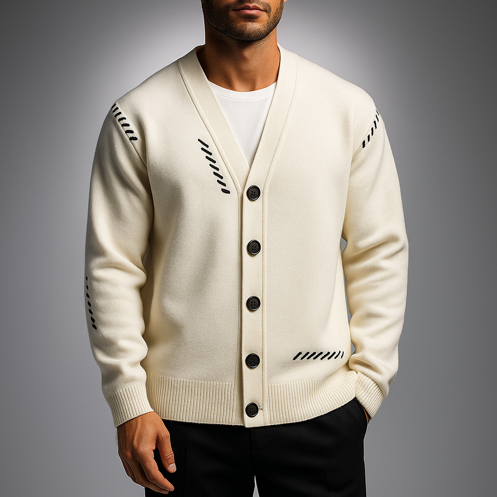 Men's Knit Cardigan - Stylish and Comfortable White