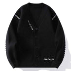 Men's Ribbed Cardigan Winter Essential Knitwear Outerwear Black