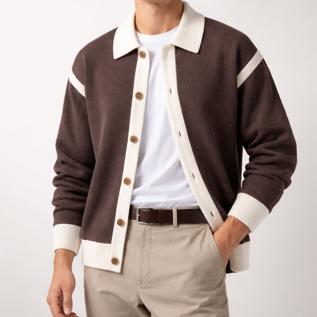 Men's Knit Cardigan - Stylish and Comfortable Brown