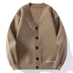 Men's Ribbed Cardigan Winter Essential Knitwear Outerwear Brown