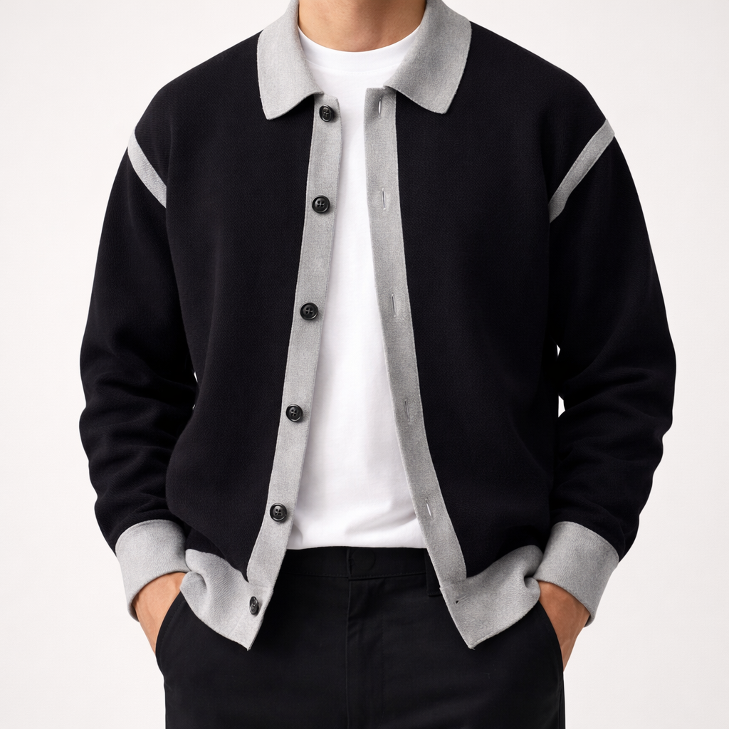 Men's Knit Cardigan - Stylish and Comfortable Black