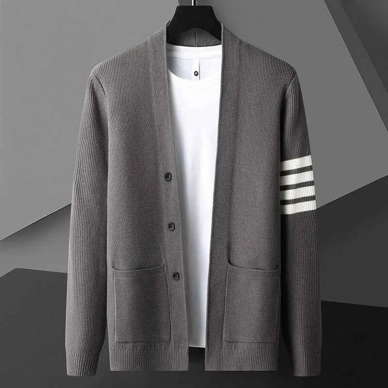 Men's Knit Cardigan - Stylish and Comfortable Layering Option Gray