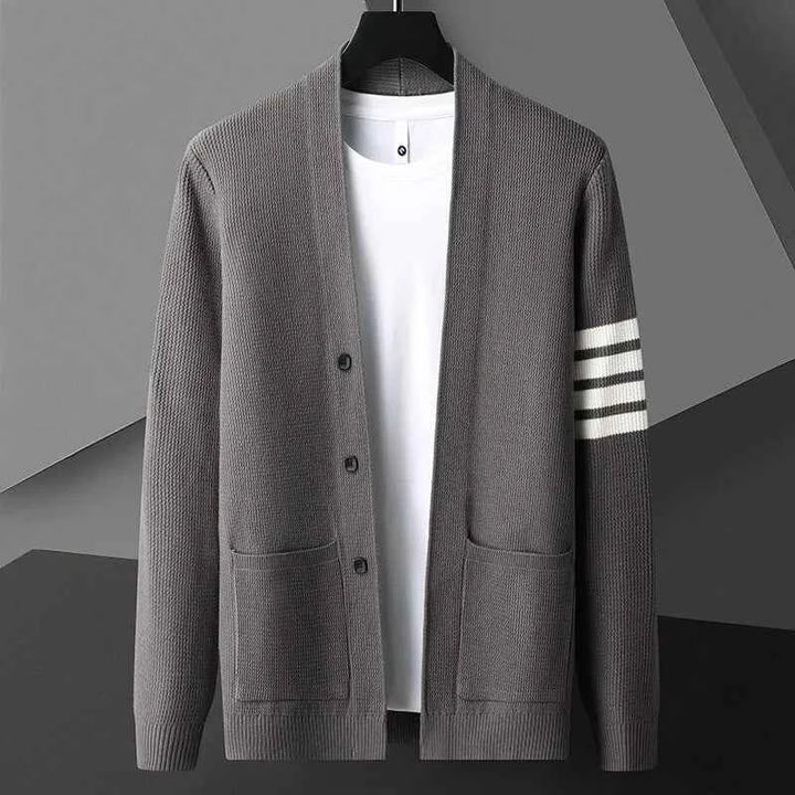 Men's Knit Cardigan - Stylish and Comfortable Layering Option Gray