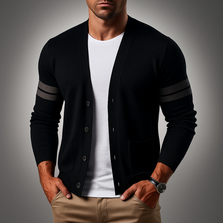Men's Knit Cardigan - Stylish and Comfortable Layering Piece Black