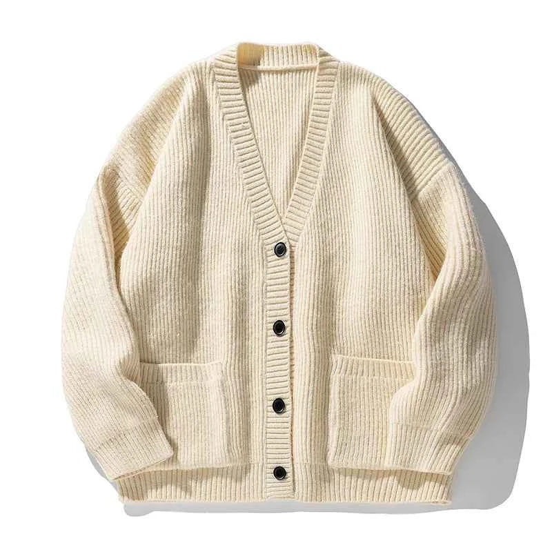 Men's Knit Cardigan - Stylish and Comfortable Layering Piece Beige