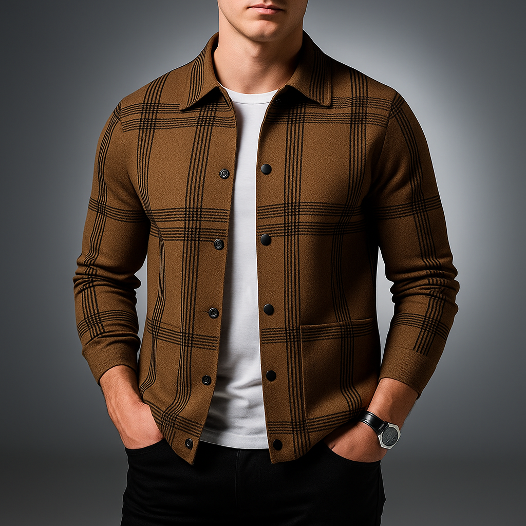 Men's Knit Cardigan - Stylish and Comfortable Layering Piece Brown